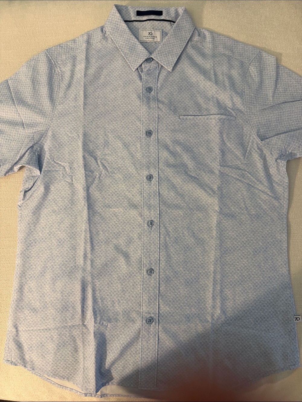 NWOT 7 Diamonds Men's Light Blue Short-Sleeve Micro-Pattern Button-Down Shirt